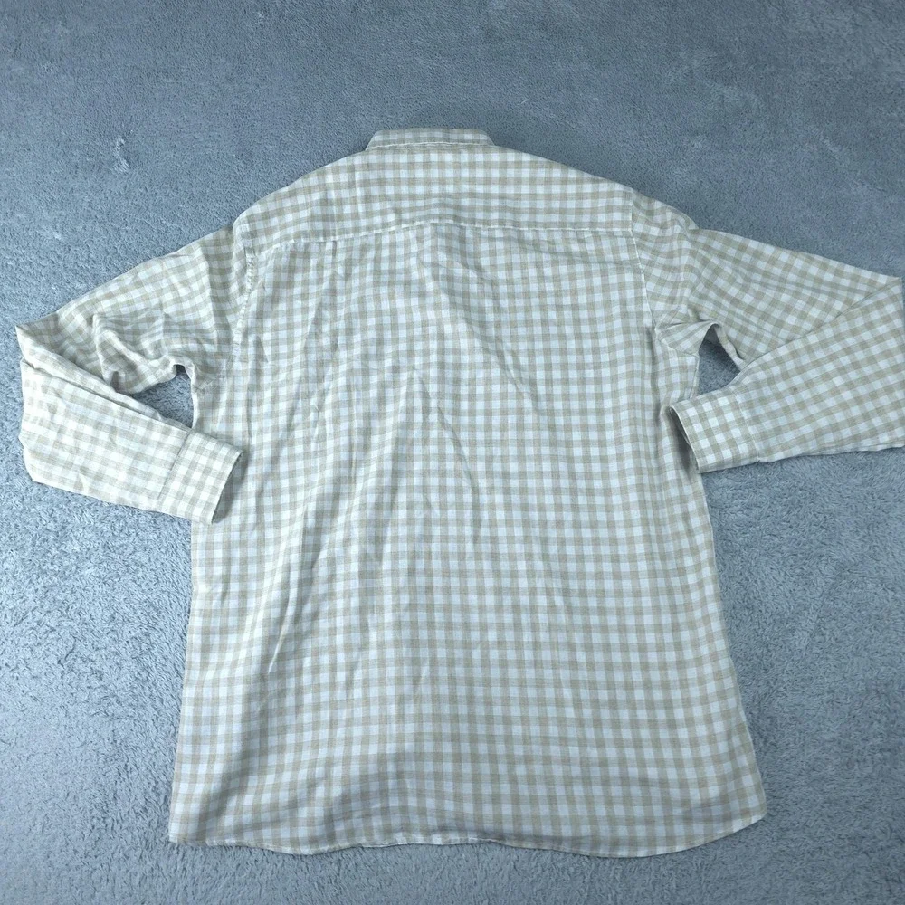 Vintage Polo Ralph Lauren Shirt Mens XL Beige Check Long Sleeve Button Down USA